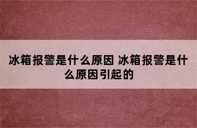 冰箱报警是什么原因 冰箱报警是什么原因引起的